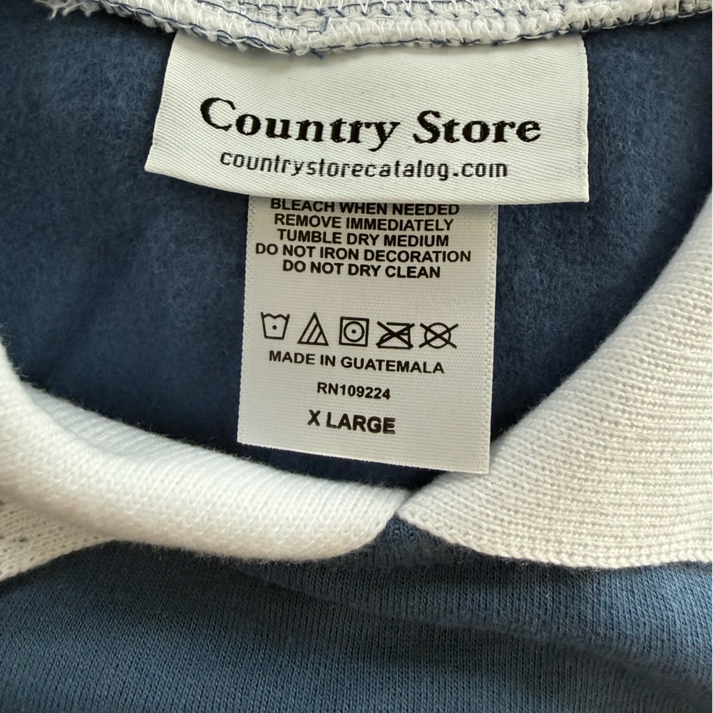 Country Store Blue Appliqué Floral Collared Pullover Sweatshirt NWOT Size XL - Picture 4 of 6